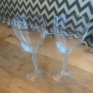 2 Lenox Federal Platinum Crystal Wine Glasses